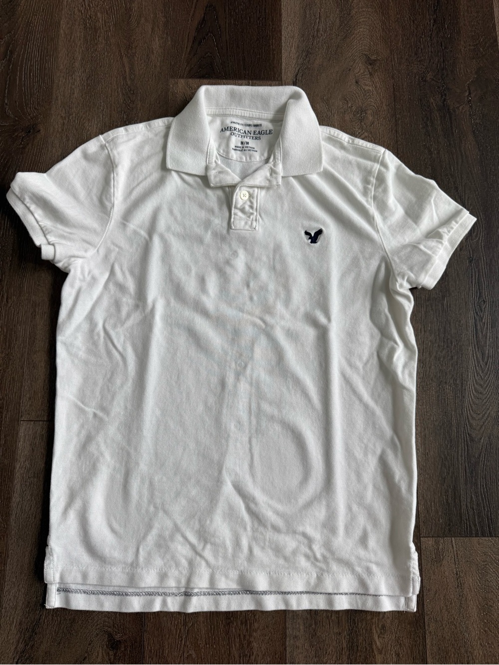 Y2K American Eagle Outfitters White Men's Muscle Polo Shirt Size Medium